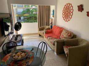 Apartamento Praia das Astúrias, 2 minutos de caminhada para praia, piscina, garagem demarcada